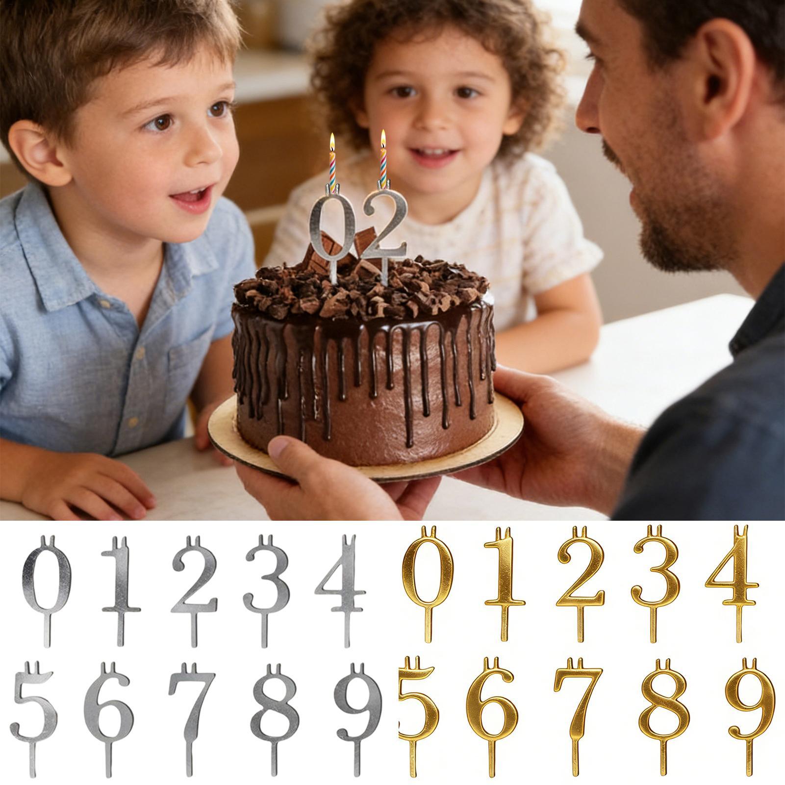 Candle Making Supplies Online - 10個入り 0-9 数字ケーキトッパー メタルナンバーキャンドルホルダーセット 安定して再利用可能な誕生日ケーキトッパーデコレーションキャンドルホルダー